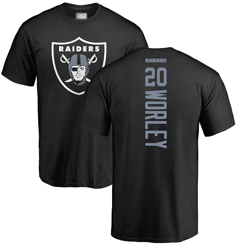 Men Oakland Raiders Black Daryl Worley Backer NFL Football #20 T Shirt